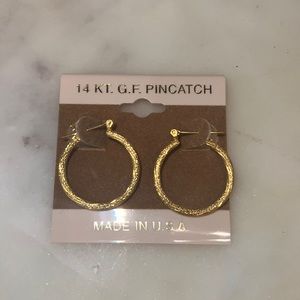 14 KT. gold filled pincatch small gold hoop earrings- New